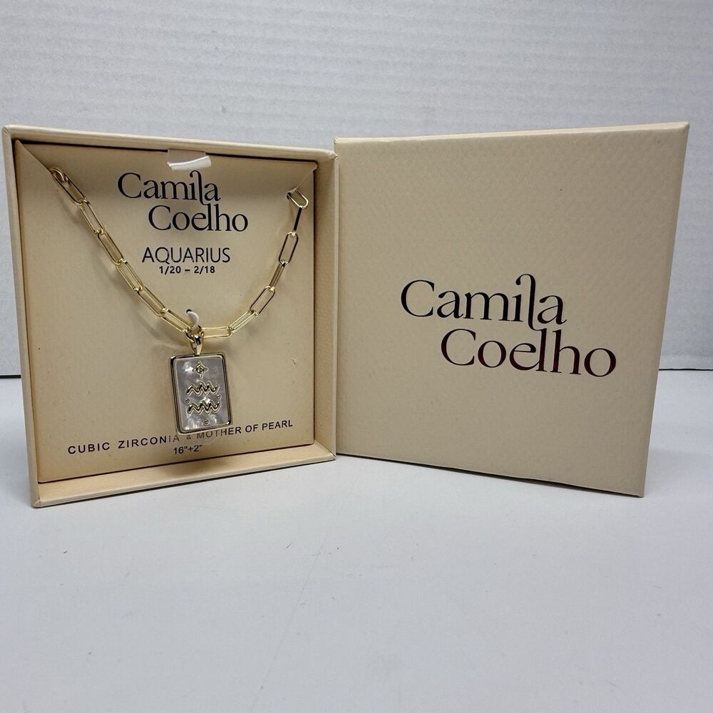 Camila Coelho Cubic Zirconia & Mother Of Pearl Zodiac Aquarius Pendant Necklace
